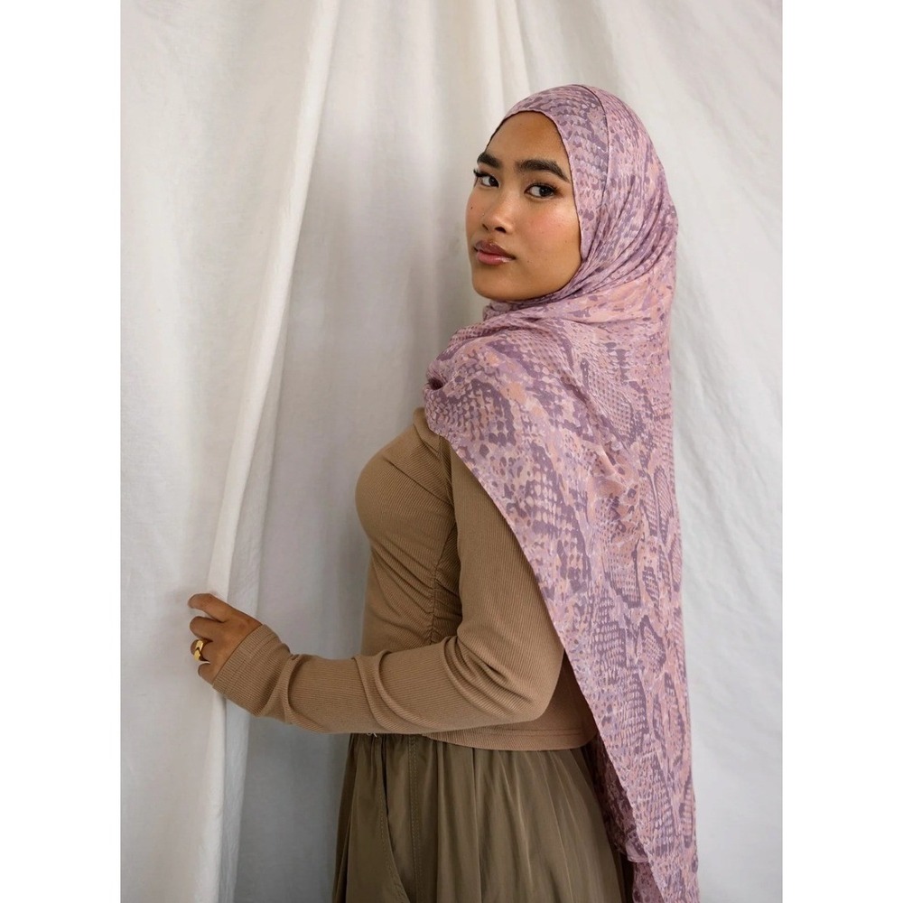 NWT VELA Pink Cobra Mini Size Modal Hijab Snake Print Scarf New Sealed